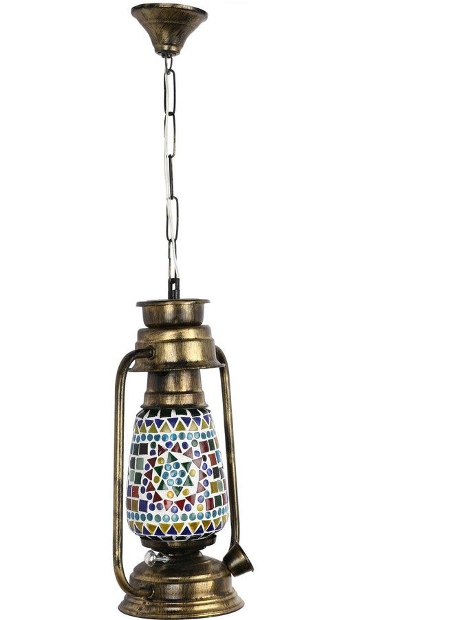 Somil مصباح معلق بتصميم فانوس الكيروسين العتيق من سوميل، متوافق مع مصابيح LED، مع قاعدة معدنية متعددة الألوان. حامل B22 (نوع الدبوس)، الأبعاد: 20 × 13 × 70 سم. - Image 1