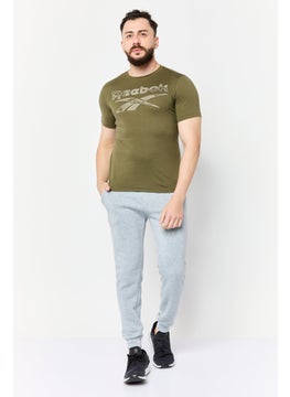 Reebok Men Sportswear Fit Short Sleeves Training T-Shirt, Olive  - Image 4