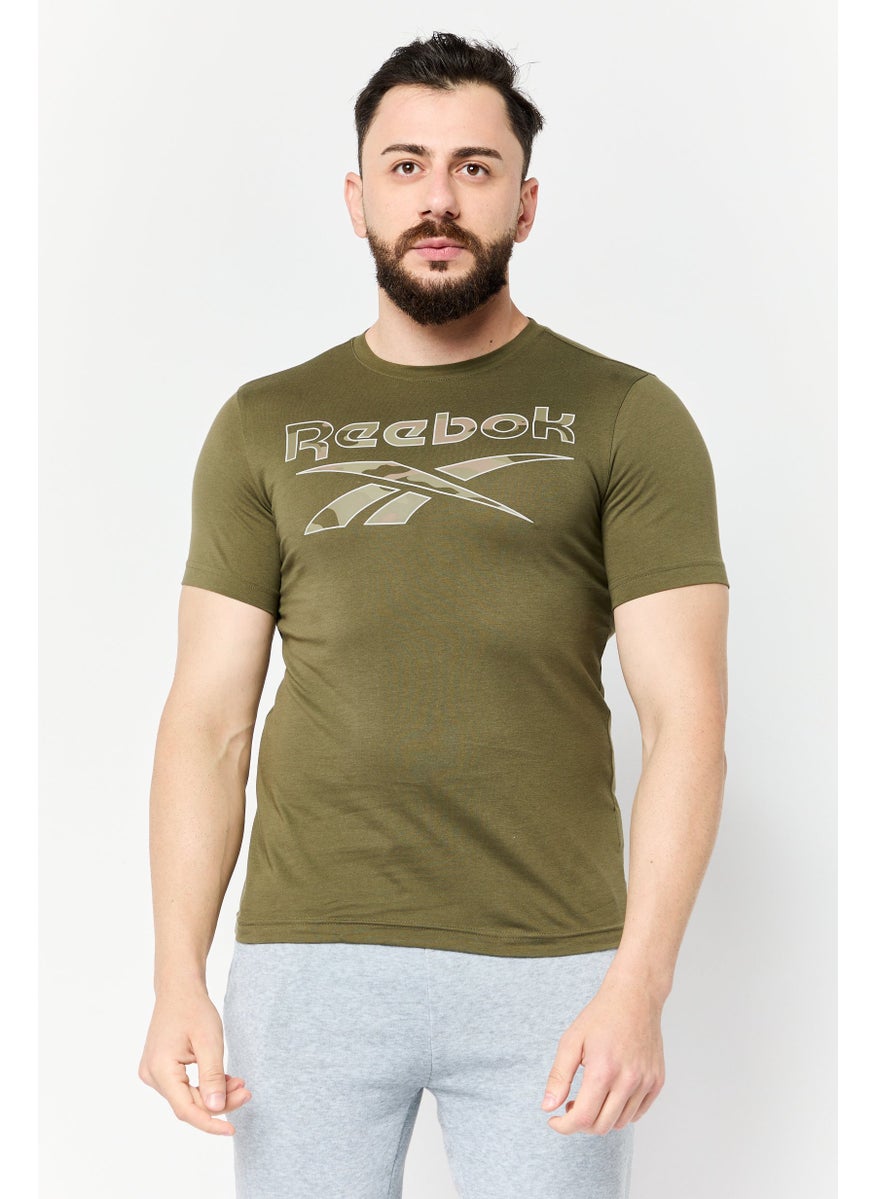 Reebok Men Sportswear Fit Short Sleeves Training T-Shirt, Olive  - Image 1