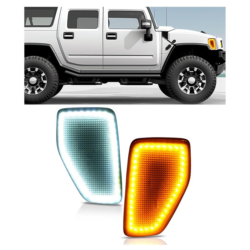 HECASA Pair LED Side Marker Light Compatible with 20052010 Hummer H3 H3T Replacement for HU2551100 HU2550100 Front Side Light Lamp 2Pcs DriverPassenger Side Smoke Lens