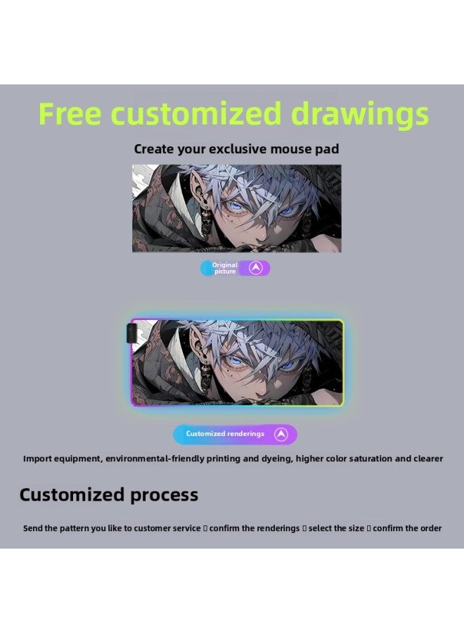 Spell Back To War Secondary Animation Mouse Pad Five Enlightenment Luminous RGB Peripheral Game Pad Computer E-sports Table Pad-Colour:300X900X4mm-Pattern:Spell Return -9  - Image 5