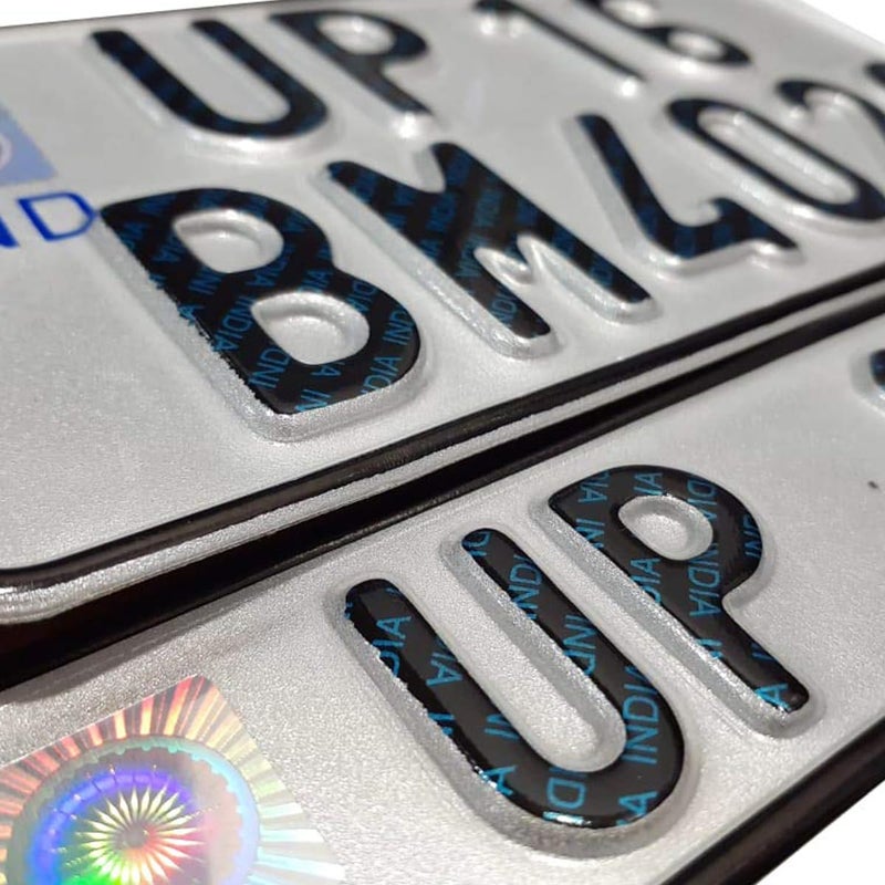 Non-HSRP | HSRP lookalike Plates IND Bike Number Plate Front and Back Embossed dye Pressed Number Plates | Without bar Code or Serial Number for Old Vehicle - Image 3