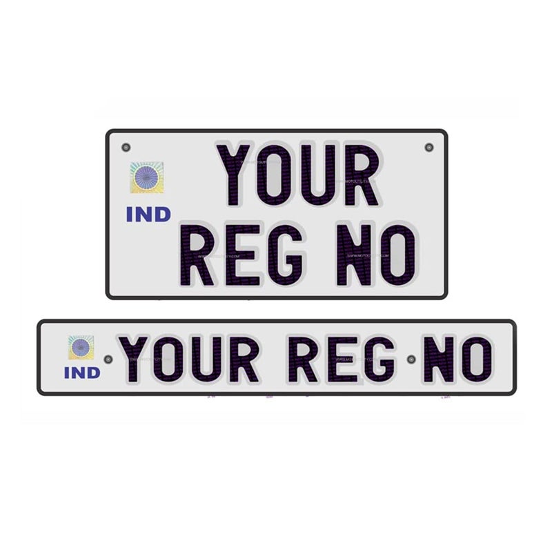 Non-HSRP | HSRP lookalike Plates IND Bike Number Plate Front and Back Embossed dye Pressed Number Plates | Without bar Code or Serial Number for Old Vehicle - Image 1