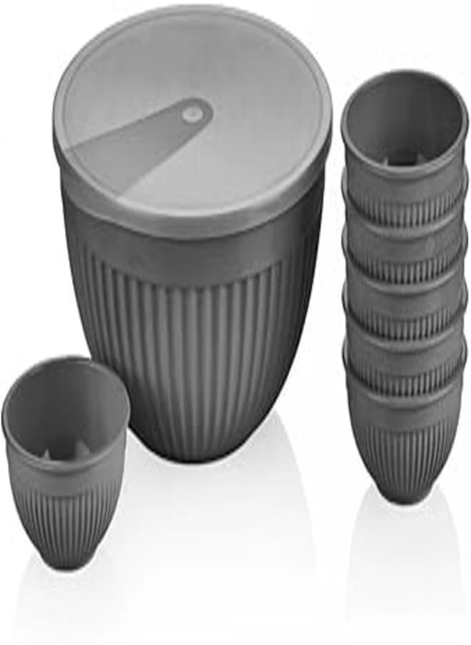 Bager Bager 4 Lt Sapphire Round Storage Container Set (6+1), Grey 