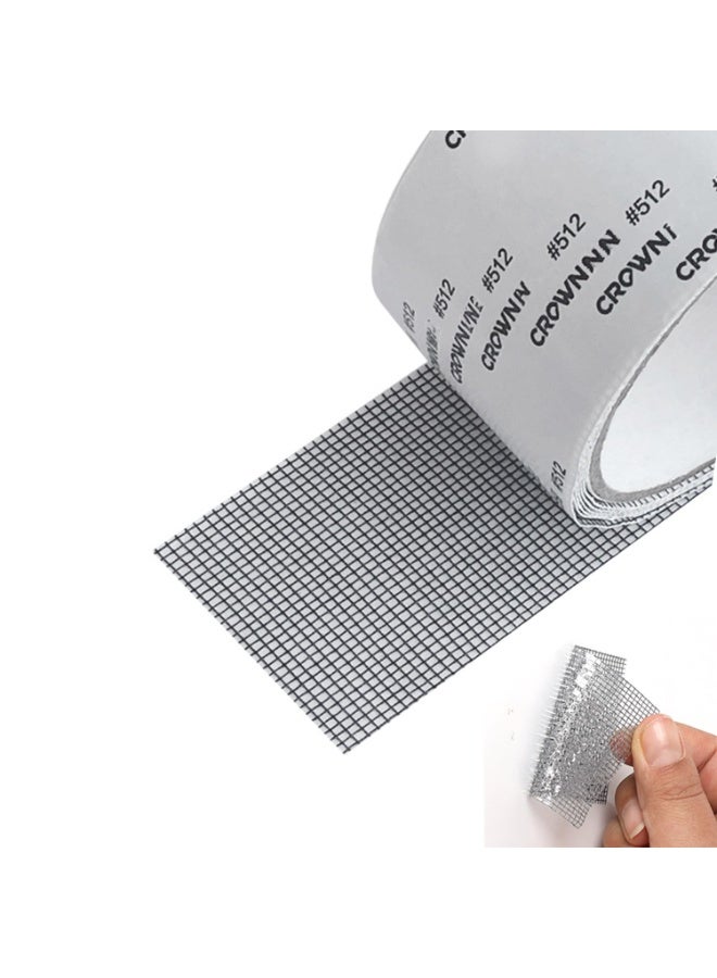 2M Window Screen Repair Tape, Strong Adhesive Screen Repair Tape, Fiberglass Screen Tape Mesh Repair for Covering Windows or Doors Pet Mesh Cage Tears Holes (Black) - Image 1