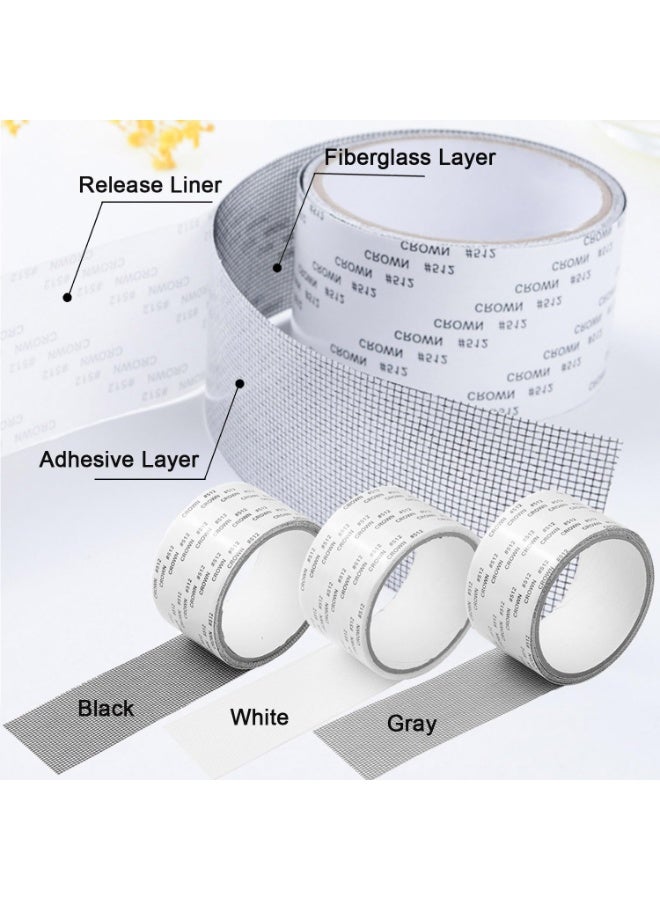 2M Window Screen Repair Tape, Strong Adhesive Screen Repair Tape, Fiberglass Screen Tape Mesh Repair for Covering Windows or Doors Pet Mesh Cage Tears Holes (Black) - Image 5