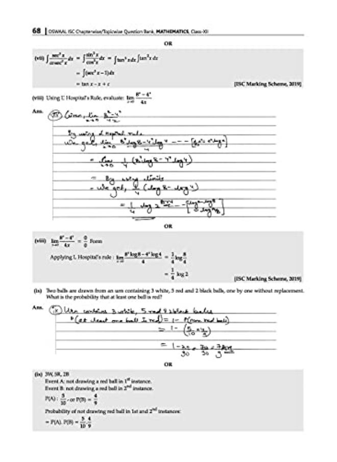 null - Oswaal ISC Question Bank Class 12 Mathematics Book Chapterwise & Topicwise (For 2022 Exam) - Image 1