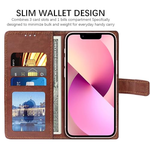 Casotec Flip Cover Back Case for Apple iPhone 13 Mini | Premium Leather Finish | Inbuilt Pockets & Stand | Flip Cover Back Case for Apple iPhone 13 Mini (Brown) - Image 4