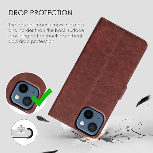 Casotec Flip Cover Back Case for Apple iPhone 13 Mini | Premium Leather Finish | Inbuilt Pockets & Stand | Flip Cover Back Case for Apple iPhone 13 Mini (Brown) - Image 3