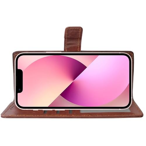 Casotec Flip Cover Back Case for Apple iPhone 13 Mini | Premium Leather Finish | Inbuilt Pockets & Stand | Flip Cover Back Case for Apple iPhone 13 Mini (Brown) - Image 5