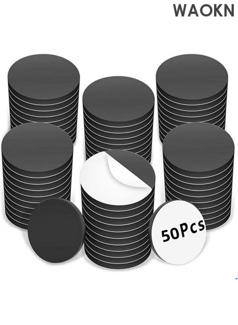 WAOKN Circular white adhesive soft magnetic strip with strong magnetic stripe, 50 adhesive disks, circular disks with adhesive backing for crafts, peeled adhesive magnetic rings, disks are very suitable for use at home, office, school, etc - Image 1