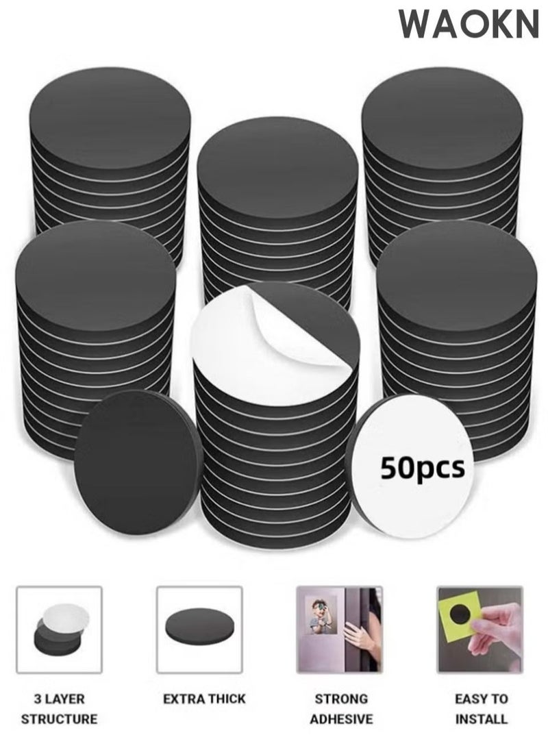 WAOKN Circular white adhesive soft magnetic strip with strong magnetic stripe, 50 adhesive disks, circular disks with adhesive backing for crafts, peeled adhesive magnetic rings, disks are very suitable for use at home, office, school, etc - Image 4