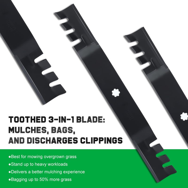Grasscool GY20850 D105 Mulching Blades with 7 Star Mounting Pattern for John D-eere D130 D110 D100 D125 S100 E100 E110 LA125 LA115 LA105 42 inch Deck Lawn Tractor Riding Mower Replace GX22151 - Image 5