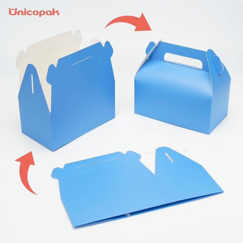 UnicoPak 30 Pack Blue Gable Treat Boxes Party Favor Goodie Bag Boxes for Candy Treats Snacks Cookie Toys for Birthday Party Special Events, 6.5x3.5x3.5 Inches - Image 3