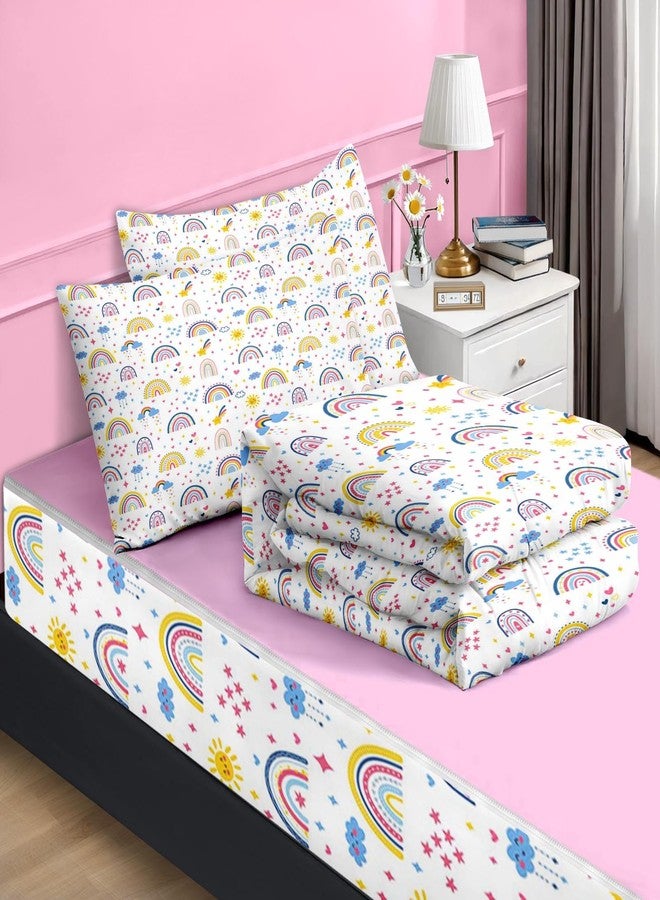 Nesker Comforter Sets Zipper Bedding Twin Size, Colorful Butterfly 4 Pcs Bedding for Kids and Teens, Cute Cartoon Flowers Fitted Sheet with Pillowcases - Image 2
