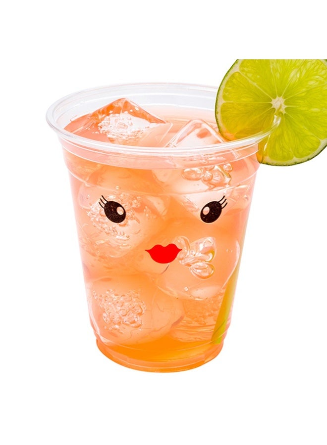 Restaurantware Visage 12 Ounce Cold Drink Cups, 1000 Disposable Party Drinking Cups - Lids Sold Separately, Madame Face Design, Clear PET Plastic Cups, For Parties And Ceremonies  - Image 2