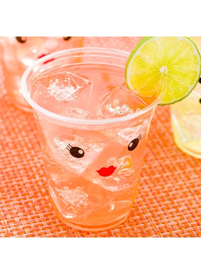 Restaurantware Visage 12 Ounce Cold Drink Cups, 1000 Disposable Party Drinking Cups - Lids Sold Separately, Madame Face Design, Clear PET Plastic Cups, For Parties And Ceremonies  - Image 3