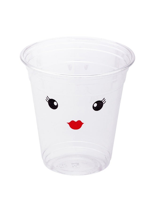 Restaurantware Visage 12 Ounce Cold Drink Cups, 1000 Disposable Party Drinking Cups - Lids Sold Separately, Madame Face Design, Clear PET Plastic Cups, For Parties And Ceremonies  - Image 1