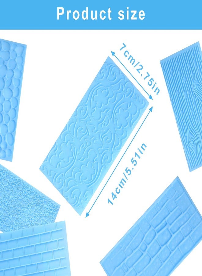 Gtziqa 6 Pack Fondant Molds Texture Mats Wood Grain Brick Castle Wall Cobblestone Texture Design Brick Mold Clay Molds for Chocolate Clay Cake Fondant Embossed Impression Sheets - Image 2