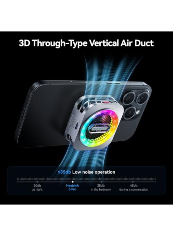 REDMAGIC Nubia RedMagic 6 Pro Magnetic Cell Phone Cooler for Gaming, 30W Cellphone Radiator Fan with Clip for Live Streaming Bracket, Graphene Heatsink Mobile Phone Cooling Fan for Tablet, iPad, Steam Deck - Image 5