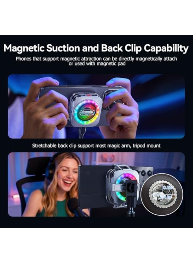 REDMAGIC Nubia RedMagic 6 Pro Magnetic Cell Phone Cooler for Gaming, 30W Cellphone Radiator Fan with Clip for Live Streaming Bracket, Graphene Heatsink Mobile Phone Cooling Fan for Tablet, iPad, Steam Deck - Image 4