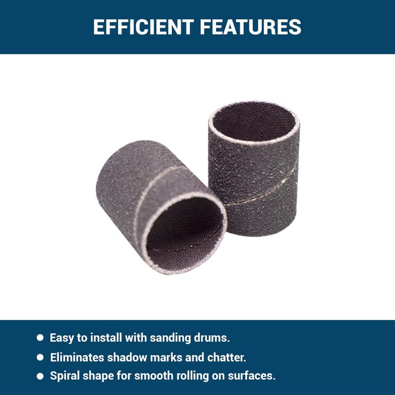 Benchmark Abrasives 3/4” x 1” Aluminum Oxide Abrasive Spiral Bands for Rotary Tools, Drum Sleeves for Sanding Deburring Blending Polishing on Metals Plastic Wood Rubber (10 Pack) - 120 Grit - Image 4