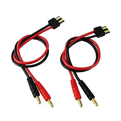 OliYin 2pcs Compatible with TRX Male Connector to 40mm Gold Plated Banana Plug with 14AWG Silica Gel Charge Cable L 300mm 118inPack of 2 - Image 1