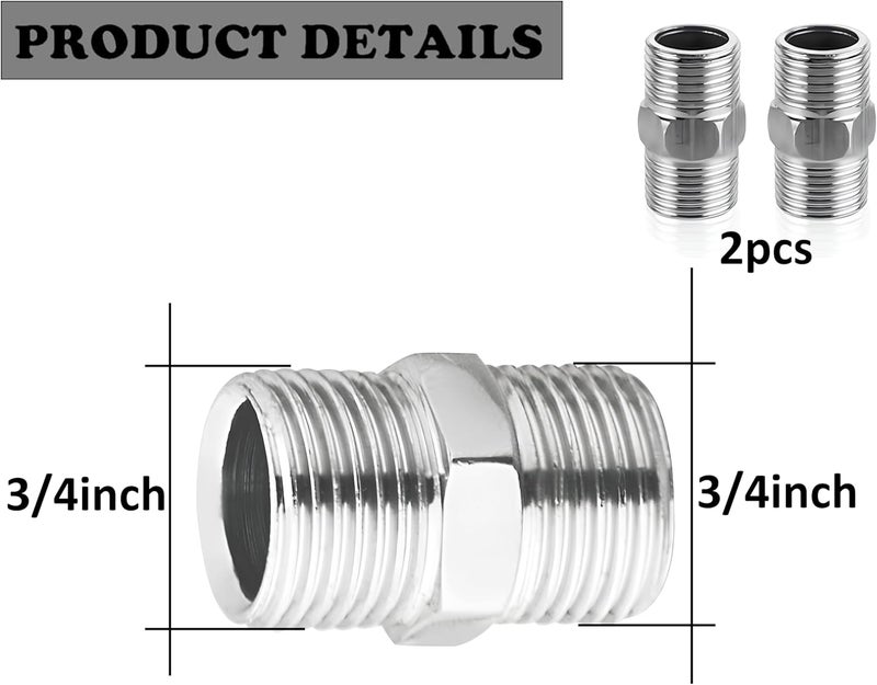 Royal Apex 2pcs CP Hex Nipple – Galvanized Male Threaded Pipe Connector Easy Wrench Installation for Plumbing, Irrigation & Industrial Use (3/4 inch X 3/4 inch) - Image 2