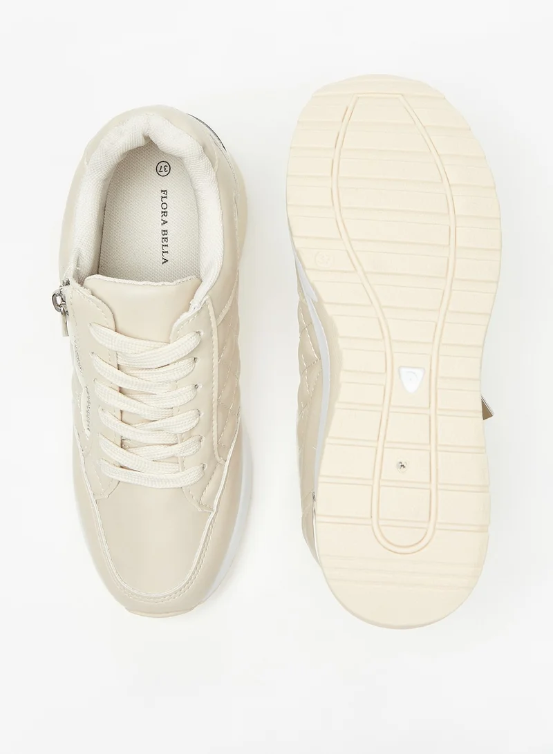 Flora Bella By Shoexpress Women Quilted Sneakers with Zip Closure
