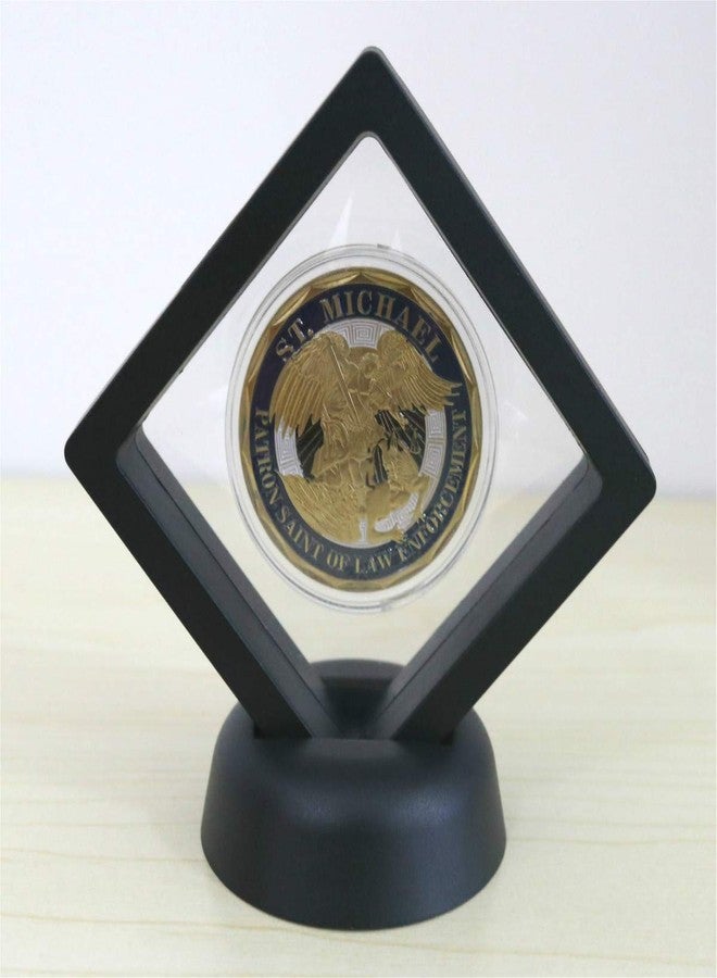 HillSpring SH Challenge Coin Display Frame, 3D Floating Display Case Stand Holder, Medallion Medal Specimen Military Coin Clear Box (Black) - Image 2