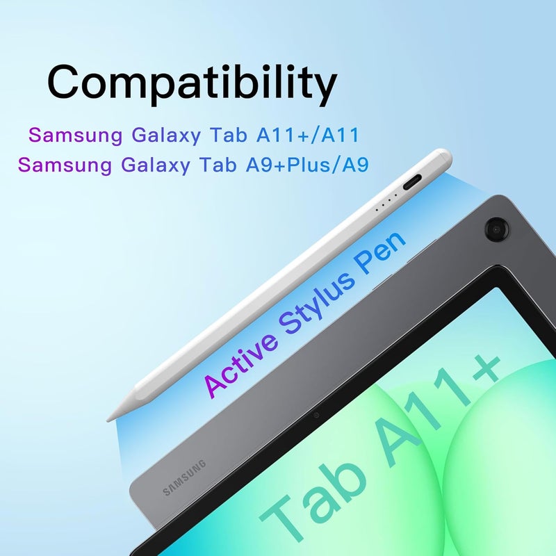 thexxa قلم تاب A11+ ستايلوس لجهاز سامسونج جالاكسي تاب A11/A9/A9+Plus للجهاز اللوحي أندرويد، شحن سريع، قلم S دقيق للشاشات التي تعمل باللمس (أبيض) - Image 2