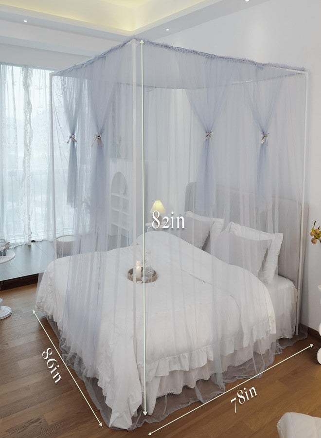 Vpory Canopy Bed Curtains - 4 Corners Post Bed Canopy Curtains for Girls & Adults, Bed Princess Bed Canopy Mosquito Net Bedroom Decoration Accessories - Grey, King Size - Image 2