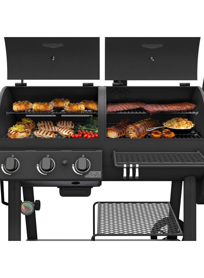 OKLAHOMA JOE'S® Canyon™ Deluxe Charcoal and Propane Gas Combination Smoker and Grill, Black Steel, 24203005 - Image 2
