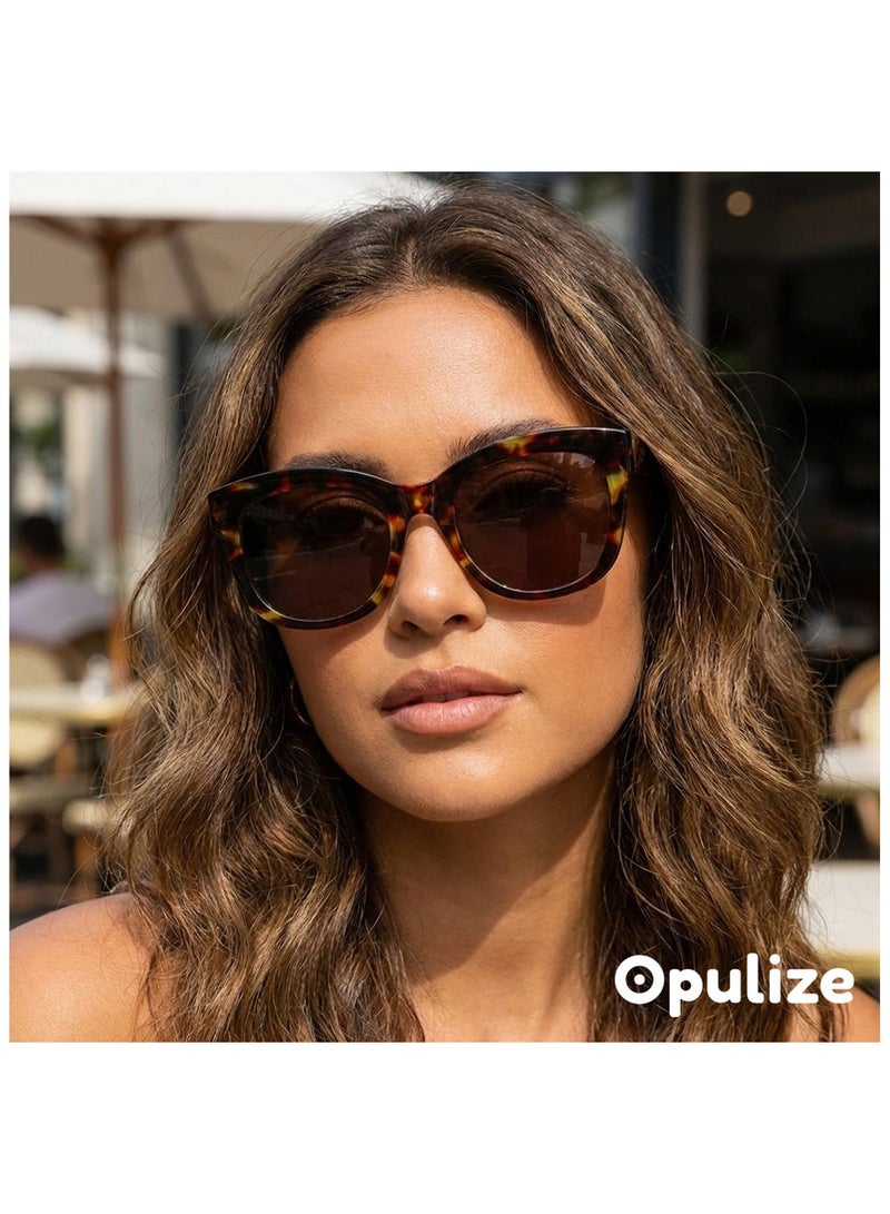 OPULIZE BIG Sunglasses - Bold Fashion Frame - Black/Brown Tinted Lens - 2 Pack - Anti-reflective & Anti-Glare - Polarised Lenses With UV400 Protection - Spring Hinges - Black/Brown - Mens Womens - Image 3