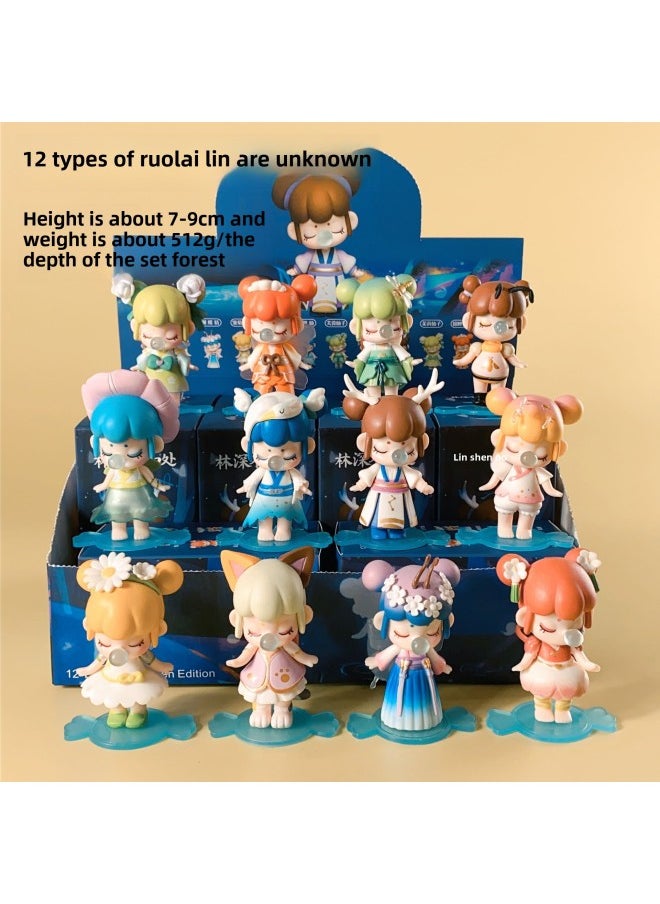 Generic - Ruolai's Tang Dynasty Fenghua Nanci Motherland Version Internet Celebrity Hand-made Office Cake Ornaments National Trend Blind Box Series-Color:Lin Shen Did Everywhere | Random One [if You Need A Complete Set Of 12 Pieces] - Image 1