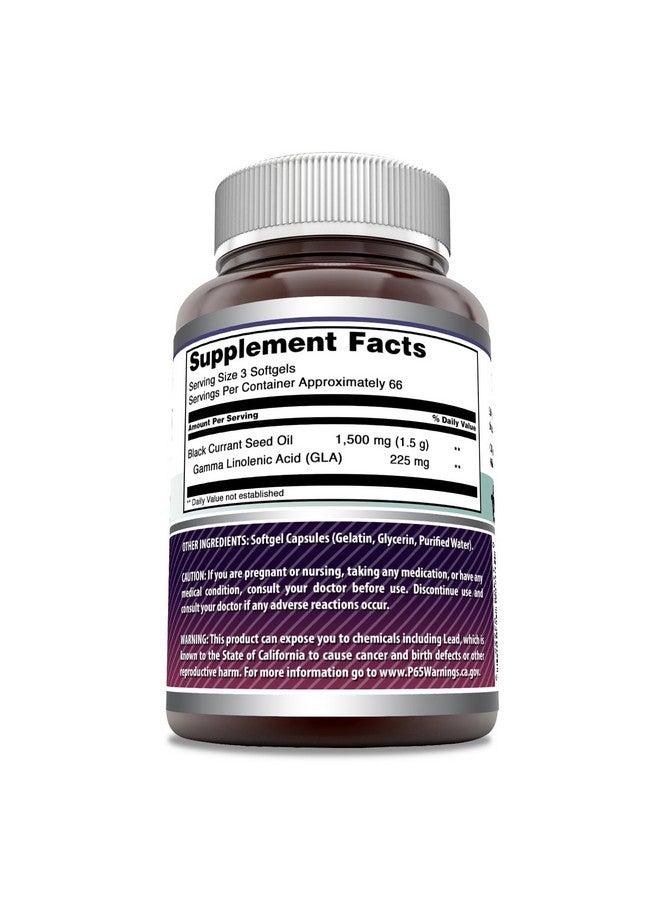 Amazing Nutrition Amazing Formulas Black Currant Oil 1500 Mg Per Serving | Softgels | with GLA (Gamma-Linolenic Acid) | Non-GMO | Gluten Free (1 Pack, 200 Count) - Image 2