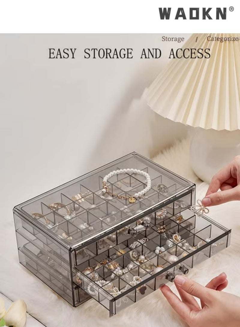 دبليو أيه أو كي أن صناديق تخزين المجوهرات متعددة الوظائف والمنظمين للنساء البنات أقراط الفلنيل المخملية خواتم قلادة أسوارات حالة تخزين علبة المجوهرات - Image 2