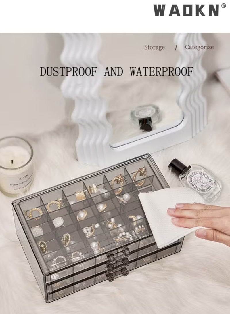 دبليو أيه أو كي أن صناديق تخزين المجوهرات متعددة الوظائف والمنظمين للنساء البنات أقراط الفلنيل المخملية خواتم قلادة أسوارات حالة تخزين علبة المجوهرات - Image 3