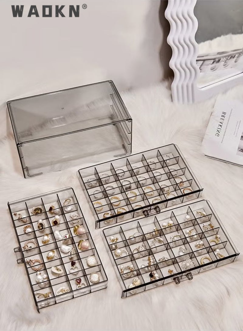 دبليو أيه أو كي أن صناديق تخزين المجوهرات متعددة الوظائف والمنظمين للنساء البنات أقراط الفلنيل المخملية خواتم قلادة أسوارات حالة تخزين علبة المجوهرات - Image 1