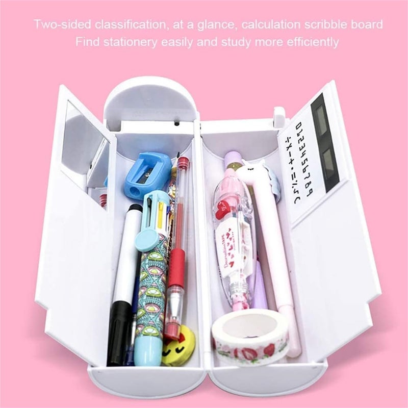 Multi-function Pencil Case, with Digital Password Lock, Beautiful Quicksand Translucent Design, Creative Cylindrical School Box with Calculator and Large Storing Space for Students, 1 Pcs - Image 2
