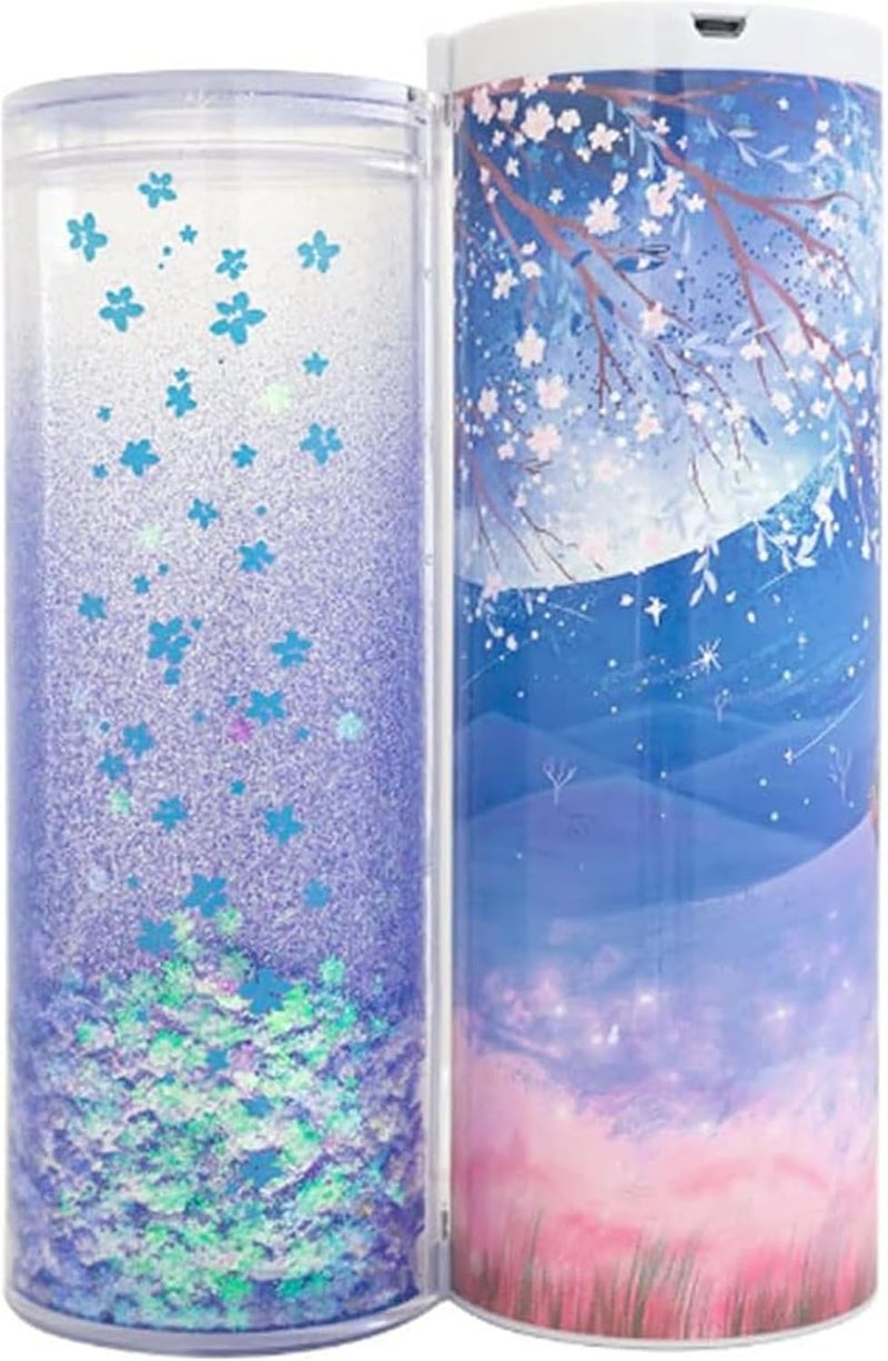 Multi-function Pencil Case, with Digital Password Lock, Beautiful Quicksand Translucent Design, Creative Cylindrical School Box with Calculator and Large Storing Space for Students, 1 Pcs - Image 1