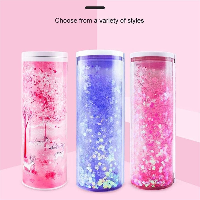 Multi-function Pencil Case, with Digital Password Lock, Beautiful Quicksand Translucent Design, Creative Cylindrical School Box with Calculator and Large Storing Space for Students, 1 Pcs - Image 4