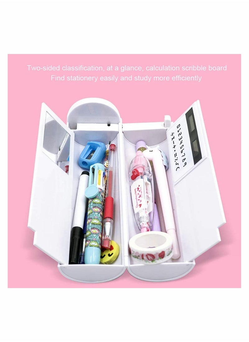 SYOSI - Multi-function Pencil Case with digital password lock, Beautiful Quicksand Translucent design, Creative cylindrical school box with calculator and large storing space (Purple Sakura) - Image 1