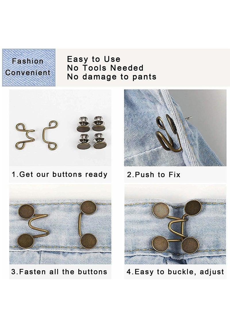 Generic - Upgraded Adjustable Nail-Free Waist Buckles, Premium 4 Sets Adjustable Waist Buckle Extender Set Jeans Extender Waist Extender on for Pants Jeans, Black - Image 1
