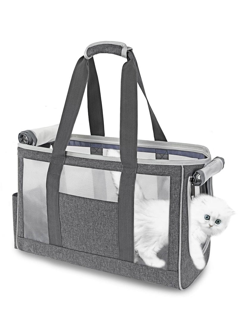 SYOSI Pet Carrier Bag, Hand Bag for Cats, Portable Pet Travel Carrier Dogs Cats Puppies Carriers Bags with Safety Hook, Cushioned Base, Breathable Mesh- Grey (S)  - Image 1