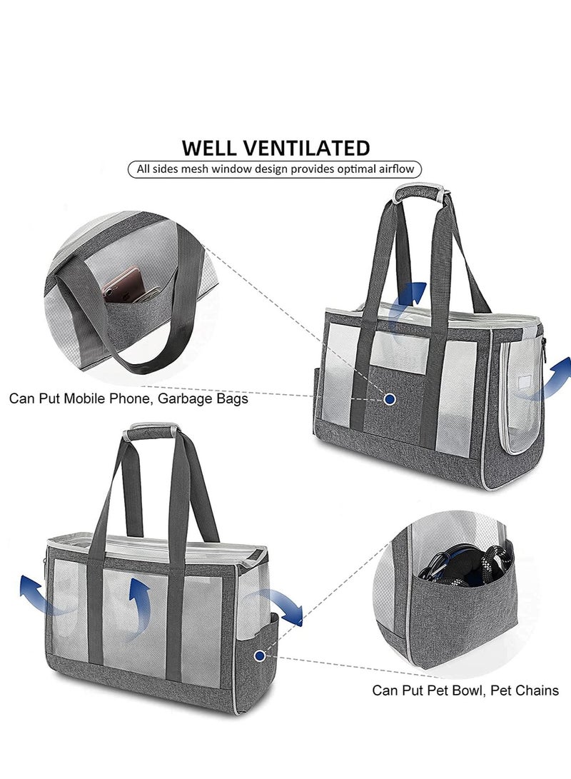 SYOSI Pet Carrier Bag, Hand Bag for Cats, Portable Pet Travel Carrier Dogs Cats Puppies Carriers Bags with Safety Hook, Cushioned Base, Breathable Mesh- Grey (S)  - Image 3
