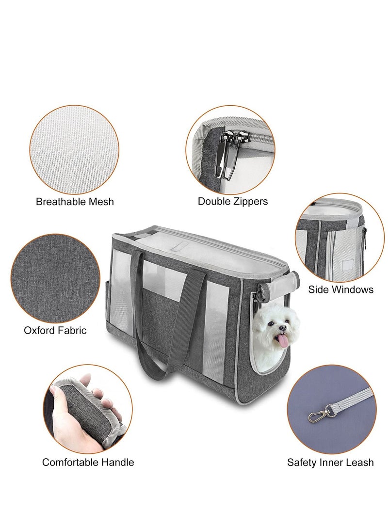 SYOSI Pet Carrier Bag, Hand Bag for Cats, Portable Pet Travel Carrier Dogs Cats Puppies Carriers Bags with Safety Hook, Cushioned Base, Breathable Mesh- Grey (S)  - Image 2