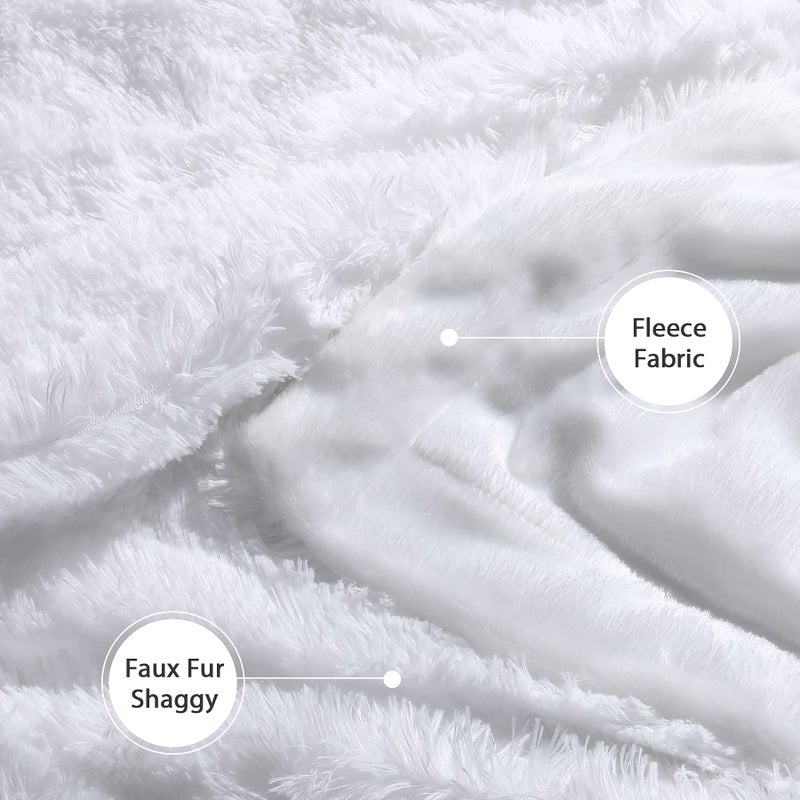 Tuddrom Decorative Extra Soft Faux Fur Blanket Twin Size 70" x 78",Solid Reversible Fuzzy Long Hair Shaggy Blanket,Fluffy Plush Fleece Comfy Microfiber Throw Blanket for Couch Sofa Bed,Pure White - Image 5
