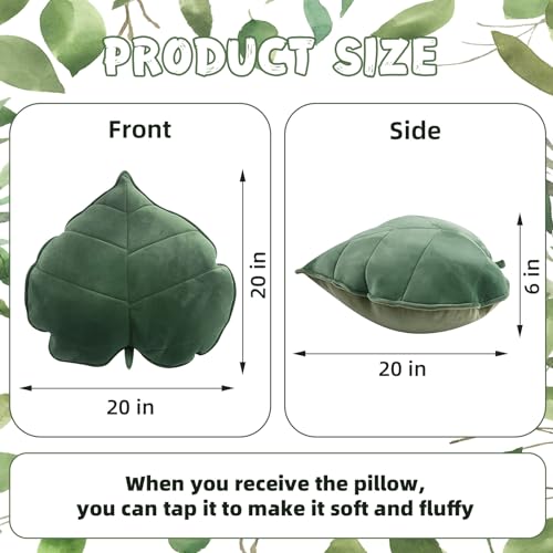 Teieas Leaf Throw Pillows Cute Novelty Plant Plush Cushion Backrest Pillow Home Decoration for Car, Bedroom, Sofa, Couch, Living Room, 19.7in/50CM - Image 5