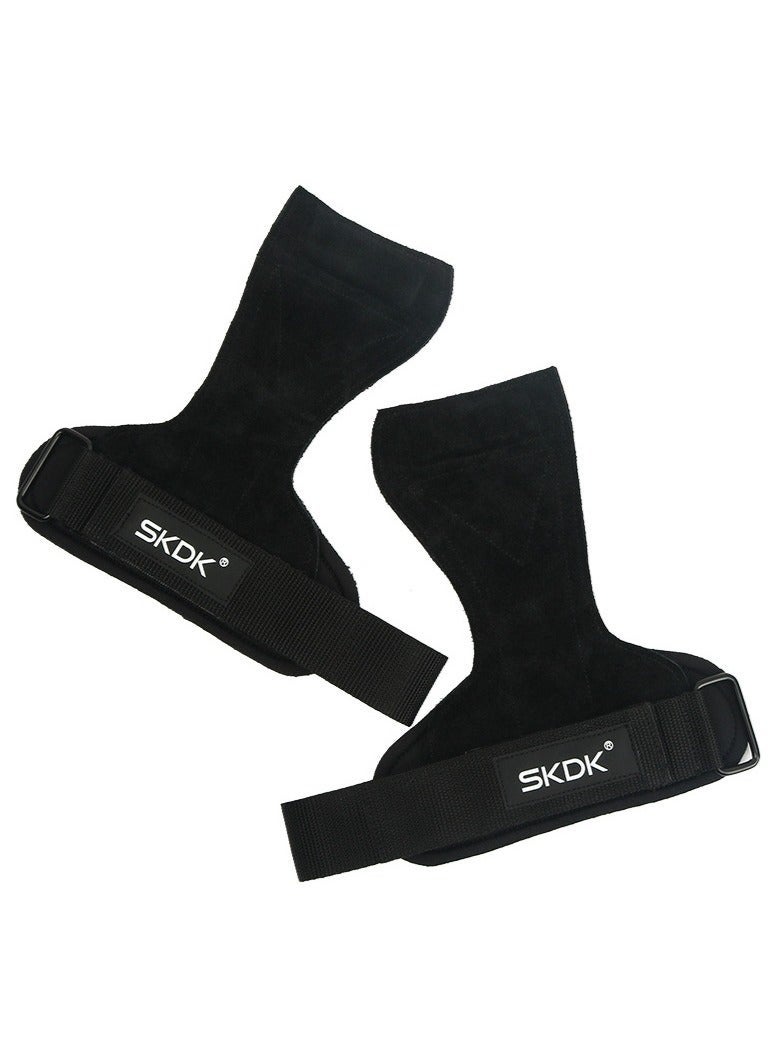 SKDK 2 Pack Wrist Straps for Weightlifting,Double Layer Leather Weightlifting Wrist Strap for Deadlift and Powerlifting, Adjustable Padded Gym Workout Lifting Wrist Gym Lifting Straps Black - Image 3